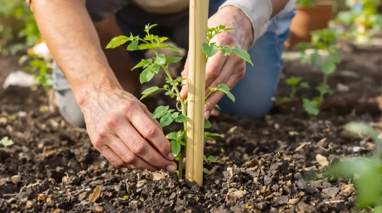 Accueil Si vous attendez que le plant de tomate penche pour le tuteurer, la marque sur la tige reste à vie